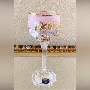 Bohemia Colored Crystal Enamel Pink Gold & Blue Glass W/24K Gold Plated Glass